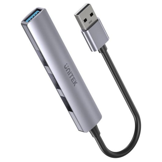 Hub Unitek 4 porte 5000 Mbit/s USB 3.2 Gen 1 H1208A alluminio grigio