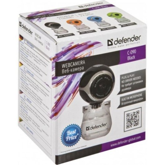 Cámara web Defender C-090 0,3 MP USB 2.0 Negro Clip