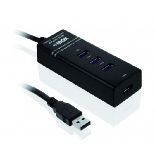 Hub iBOX 4 porte 5000 Mbit/s USB 3.2 Gen 1 IUH3FB con cavo 0,5 m Nero
