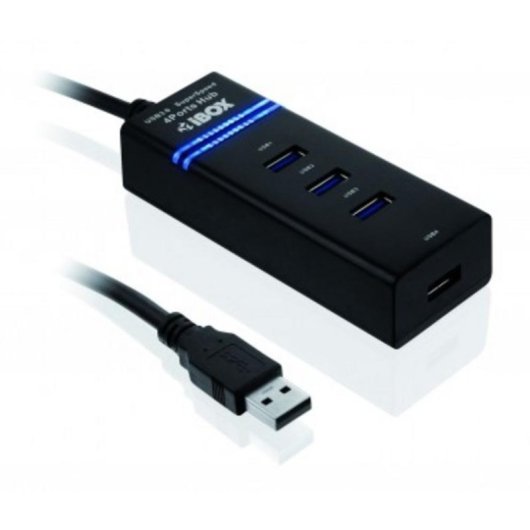 Hub iBOX 4 porte 5000 Mbit/s USB 3.2 Gen 1 IUH3FB con cavo 0,5 m Nero