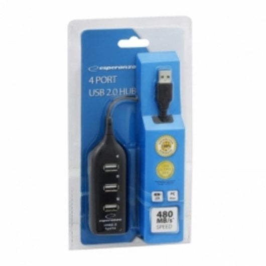 Hub Esperanza 4 puertos 480 Mbit/s modelo EA116 color negro
