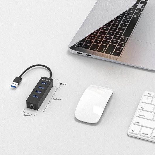 Hub Unitek 5 porte 5000 Mbit/s modello uHUB Q4 USB 3.2 Gen 1 Nero ABS