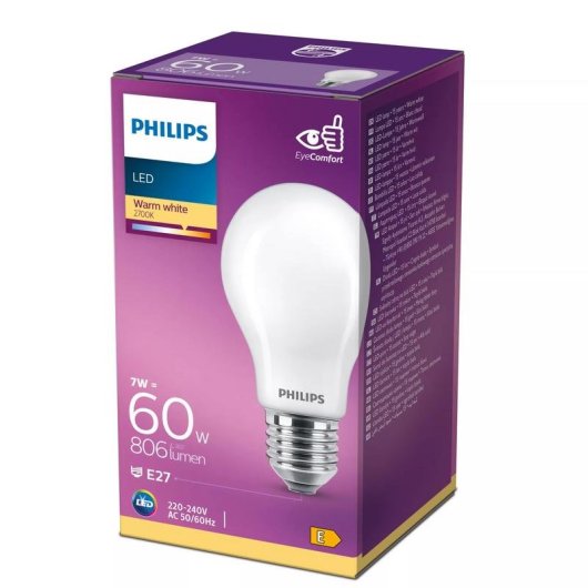 Bombilla LED Philips 7W E27 806 lm Blanco Cálido 15000 h