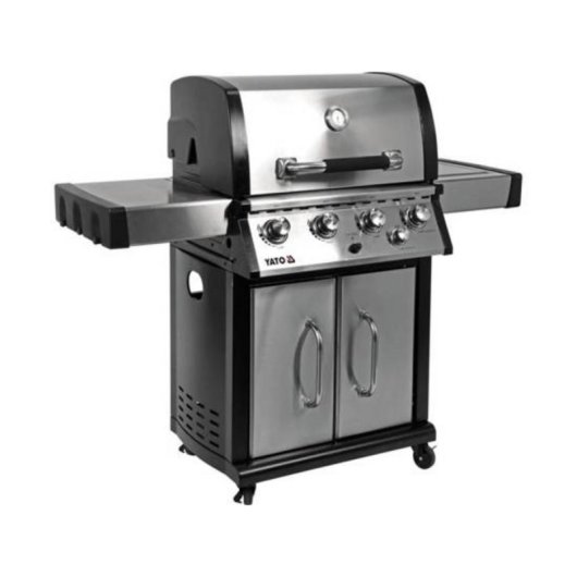 Parrilla de Gas Yato YG-20013 17500W 4 Zonas Carro Negro/Plata