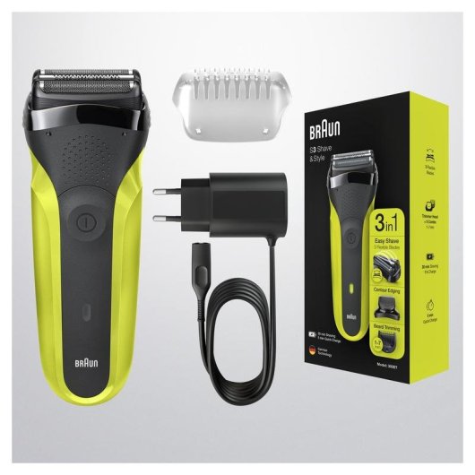Afeitadora Facial Braun Series 3 300BT Inalámbrica 30min Seco y Mojado 3 Cuchillas Recortador