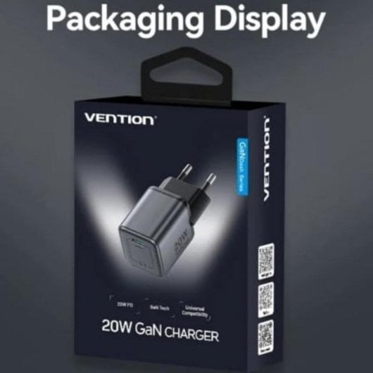 Cargador de Pared GaN Vention USB-C 20W Gris Antracita