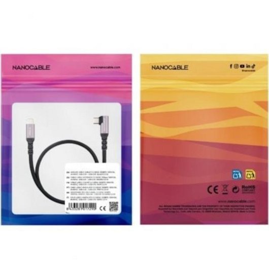 Cable USB-C a USB-C Nanocable 1 m Negro 10 Gbps 100 W