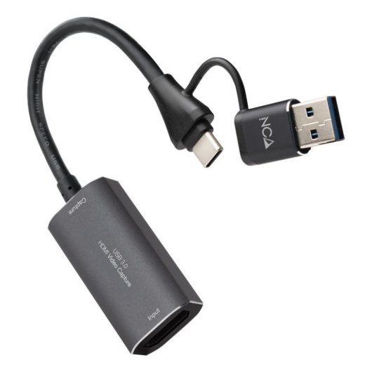 Capturadora de Video HDMI Nanocable 10.15.0001 USB-C/USB-A 4K 30Hz Gris