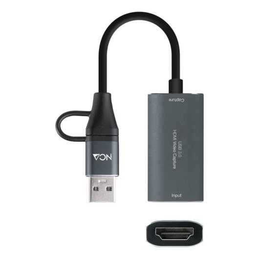 Capturadora de Video HDMI Nanocable 10.15.0001 USB-C/USB-A 4K 30Hz Gris