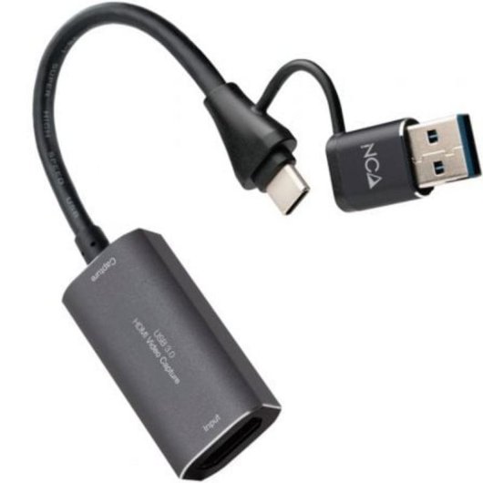 Capturadora de Video HDMI Nanocable 10.15.0001 USB-C/USB-A 4K 30Hz Gris