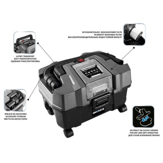 Aspiradora con Bolsa Graphite 58GE105 420 mm 3,8 kg Graphite
