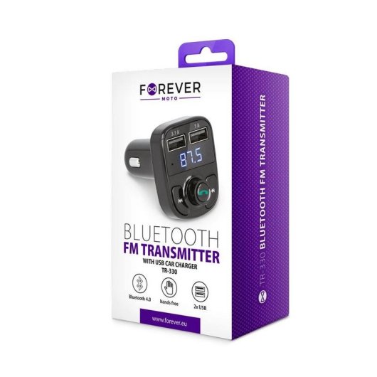 Transmissor FM Forever TR-330 Analógico LED Acendedor de Cigarros
