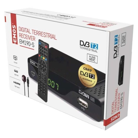 Decodificador Emos EM190-S Full HD Satélite
