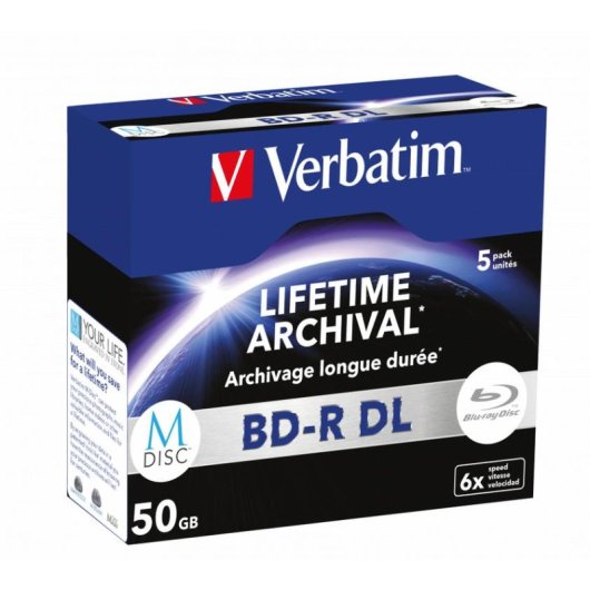 Caixa Joyas Verbatim MDISC 50 GB BD-R DL 6x 5 unidades