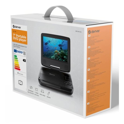Reproductor de DVD portátil Denver MT-792 7" Negro USB
