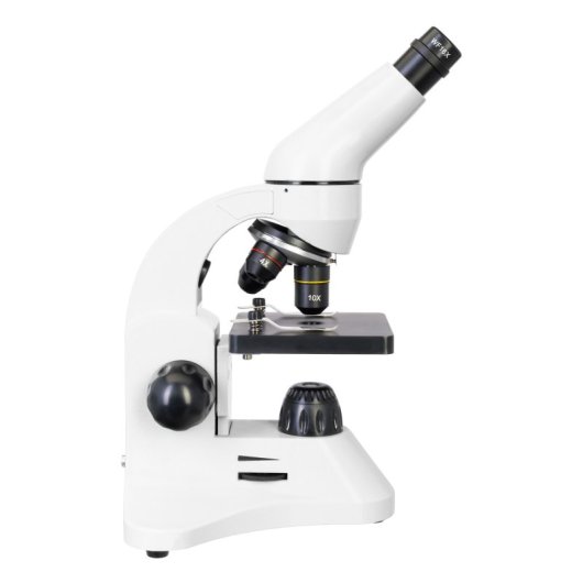 Microscópio Levenhuk Rainbow 50L Plus Branco Kit de Experiências Educativas