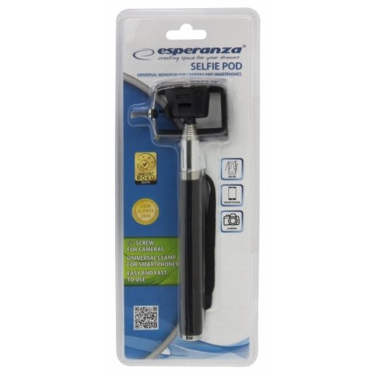 Palanca para autofotos Esperanza EMM107 Aluminio Negro 100 cm