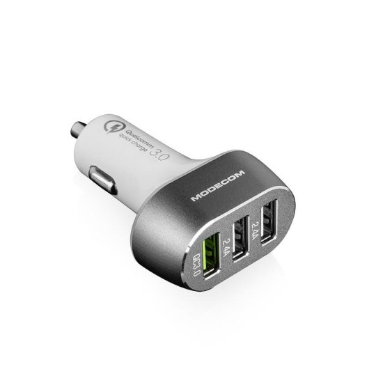 Carregador Auto Modecom MC-CU3-05 3 Portos USB 2.0 Carga Rápida