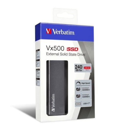 Disco SSD Verbatim Vx500 240GB USB 3.1 Gen 2 Type-C Cinzento Espacial