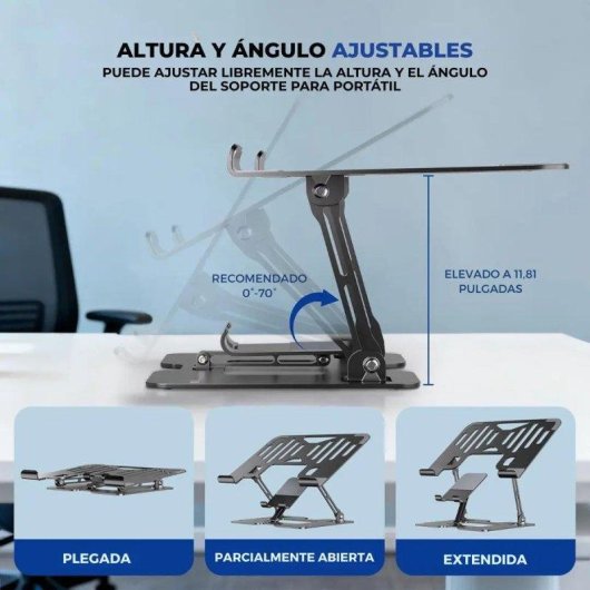 Klack FP-L05 Soporte Metálico Ajustable Giratorio 360° para Portátil y Móvil 10 a 17"