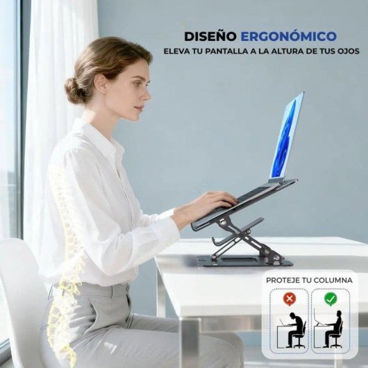 Klack FP-L05 Soporte Metálico Ajustable Giratorio 360° para Portátil y Móvil 10 a 17"