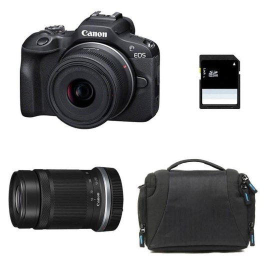 Câmara Mirrorless Canon EOS R100 24.1MP Wi-Fi RF-S 55-210mm IS STM + 18-45mm Autofocus Dual Pixel