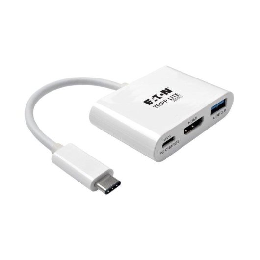 Adaptador USB-C a HDMI con Puerto USB-A y Carga PD, Blanco