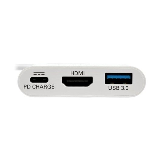 Adaptador USB-C a HDMI con Puerto USB-A y Carga PD, Blanco