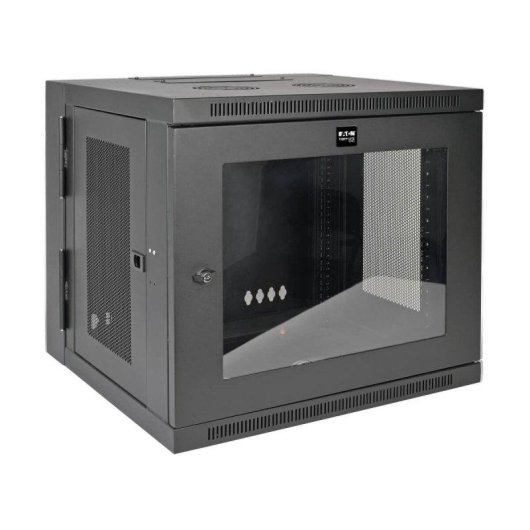 SmartRack 10U Rack de Parede de Baixo Perfil com Janela Acrílica Transparente e Porta Traseira Articulada