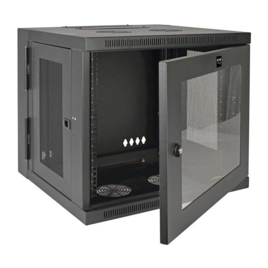 SmartRack 10U Rack de Parede de Baixo Perfil com Janela Acrílica Transparente e Porta Traseira Articulada