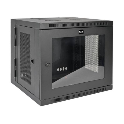 SmartRack 10U Rack de Parede de Baixo Perfil com Janela Acrílica Transparente e Porta Traseira Articulada