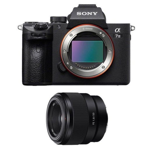 Appareil photo Mirrorless Sony Alpha 7 III 24MP Full-Frame + Objectif 50mm F1.8