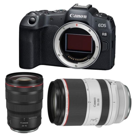 Fotocamera Mirrorless Canon EOS R8 24.2MP 24-70mm 70-200mm Full-Frame WiFi Bluetooth
