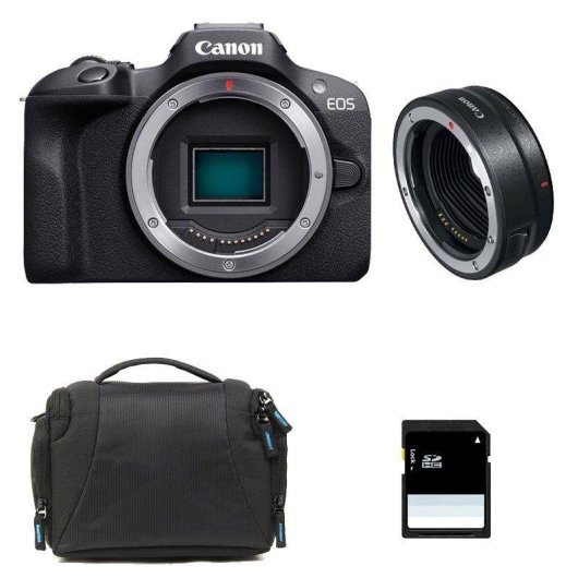 Fotocamera mirrorless Canon EOS R100 24.1MP WiFi Bluetooth con accessori
