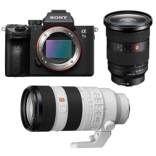 Câmara Mirrorless Sony Alpha 7 III 24MP Full-Frame 24-70mm e 70-200mm WiFi