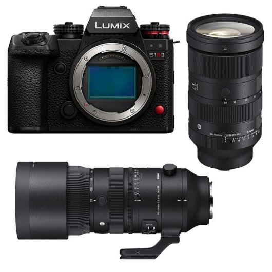 Câmara Mirrorless Panasonic Lumix S1R II 47.3MP Full-Frame 24-70mm 70-200mm