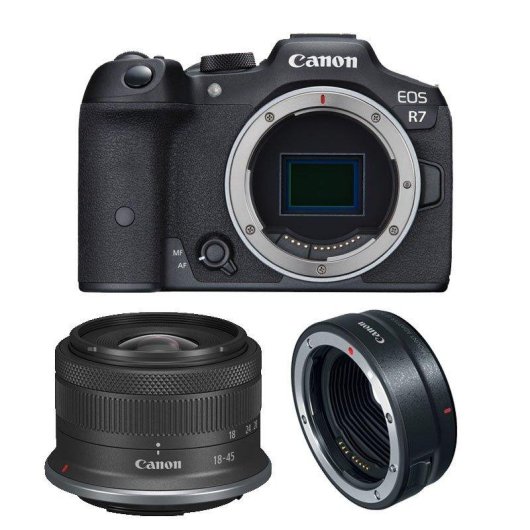 Fotocamera Mirrorless Canon EOS R7 32.5MP 18-45mm RF-S Stabilizzazione WiFi Bluetooth