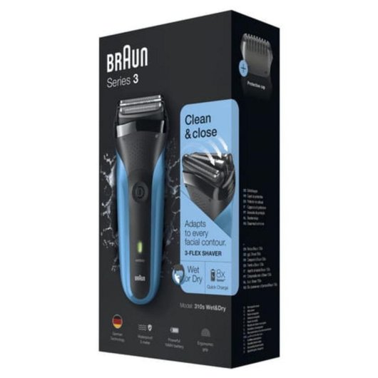 Afeitadora Facial Braun Series 3 310s Inalámbrica 20min Seco y Mojado 2 Láminas Carga Rápida