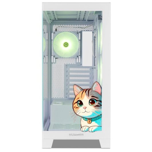 Torre PC NOX Hummer GLOCK ARGB Semitorre ATX Cristal Templado USB-C Blanca - Kawaii Edition