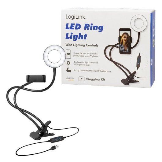 Anello di illuminazione LogiLink AA0150 LED 7" USB 10 W Nero
