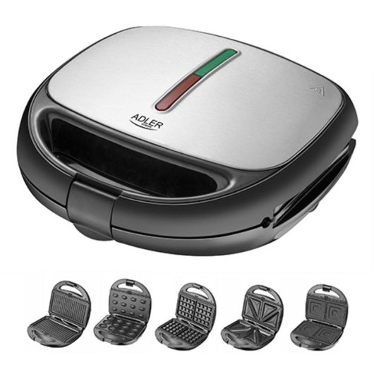 Sandwichera Adler AD 3040 1200W 4 Bocadillos Plancha Grill Gofres