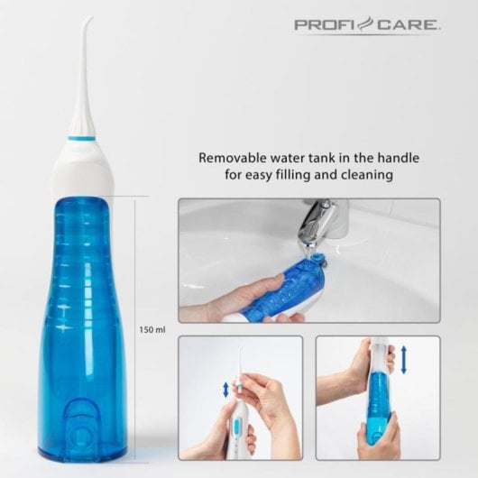 Irrigador ProfiCare PC-MD 3026A 3 Modos Batería Li-Ion 2 Boquillas Azul Blanco