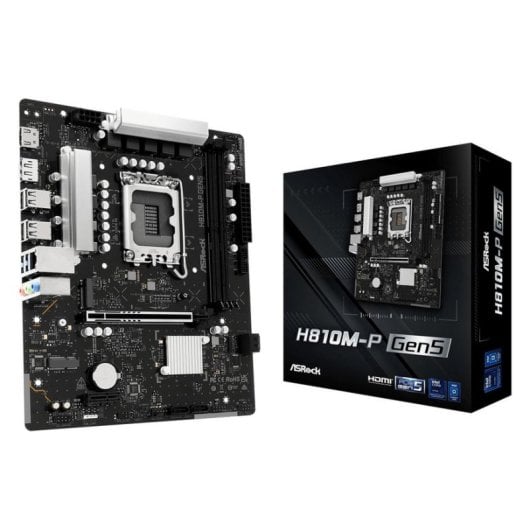 Motherboard AsRock H810M-P Gen5 Intel H810 LGA1851 DDR5 Micro ATX Sem Wifi RGB