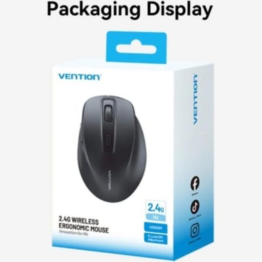 Ratón Vention KTH Inalámbrico 2.4 GHz 4000 DPI Negro 6 Botones