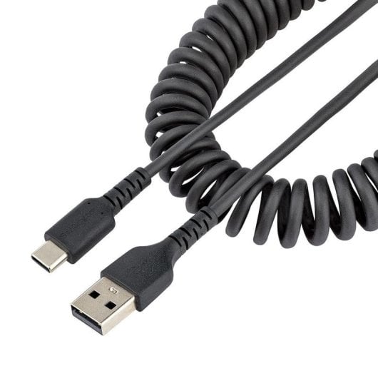 Cable USB A a USB C StarTech.com 50 cm Rizado Negro USB 2.0