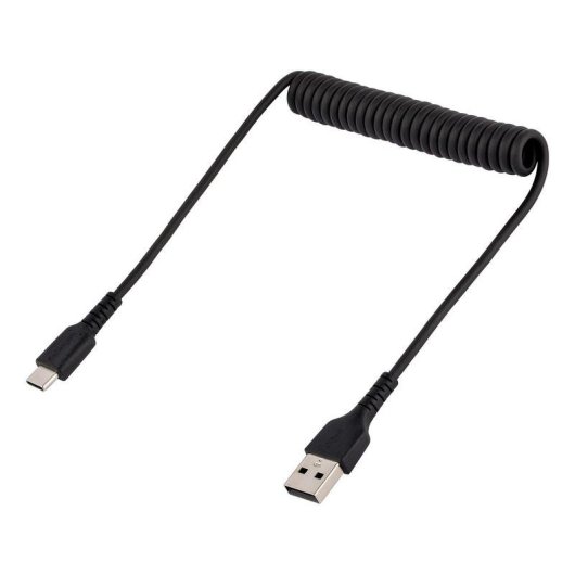 Cable USB A a USB C StarTech.com 50 cm Rizado Negro USB 2.0