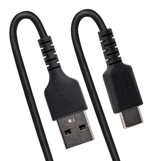Cable USB A a USB C StarTech.com 50 cm Rizado Negro USB 2.0