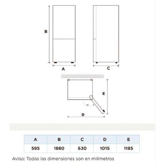 Réfrigérateur Combi Midea MDRB424FGD46OE Total No Frost 188cm 310L D Argent