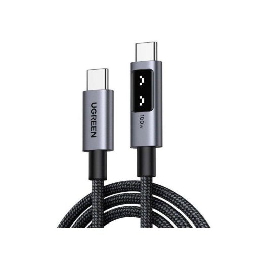Cable USB-C a USB-C Ugreen 1 m 100W PD 3.0 E-Marker Gris Gunmetal