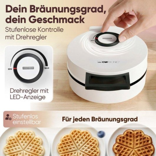 Gofrera Clatronic WA 3832, Surface Antiadhésive, 20 cm, 1200 W